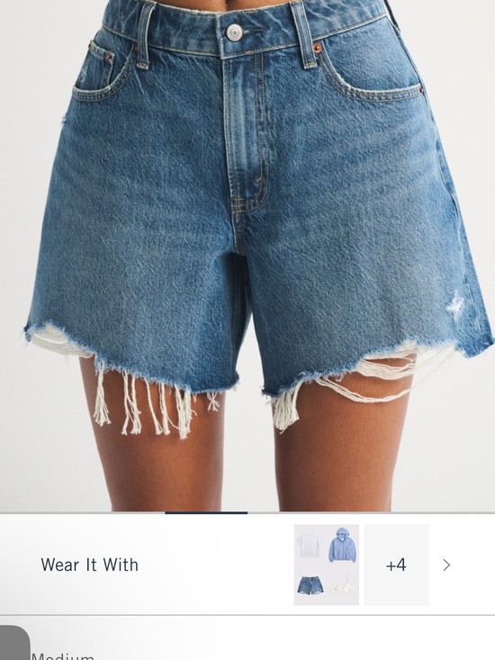 Abercrombie & Fitch Pants - Curve Love Distressed High-Rise Loose Fit Shorts